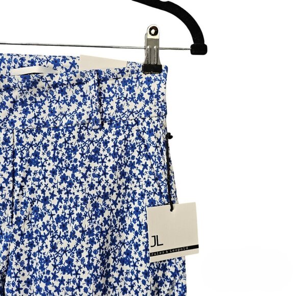 Jules & Leopold Floral Cropped High Waist Blue And White Pull On Capri Pants - Picture 3 of 8
